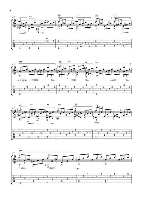Moonlight Sonata Classical Guitar Solo With Tablature Page 2