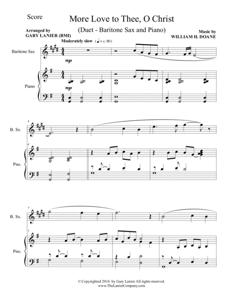 More Love To Thee O Christ Duet Baritone Sax Piano With Parts Page 2