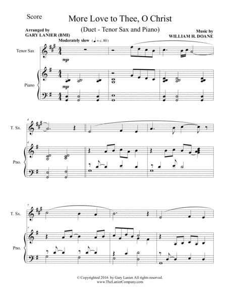 More Love To Thee O Christ Duet Tenor Sax Piano With Parts Page 2