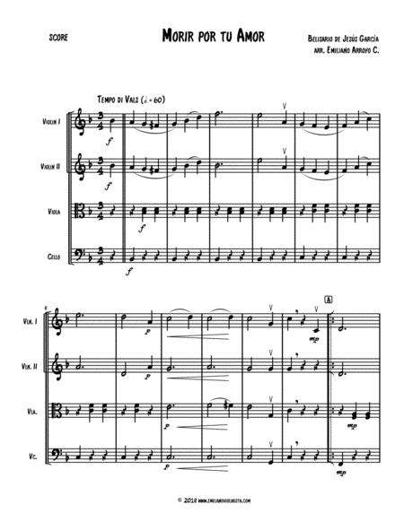 Morir Por Tu Amor Vals By Bel De Jesus Garcia For String Quartet Page 2