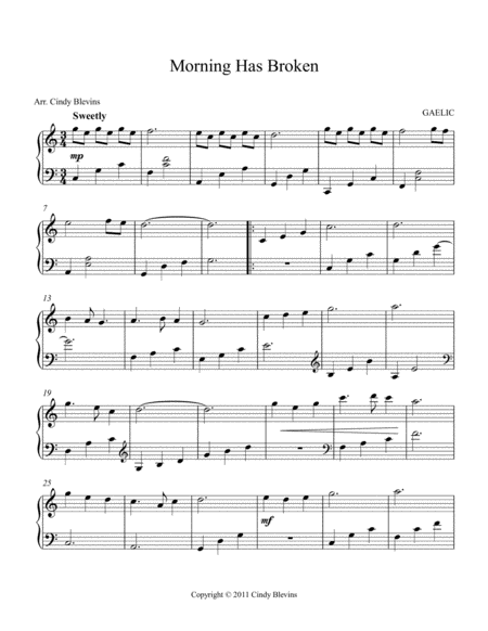 Morning Has Broken Arranged For Piano Solo Page 2