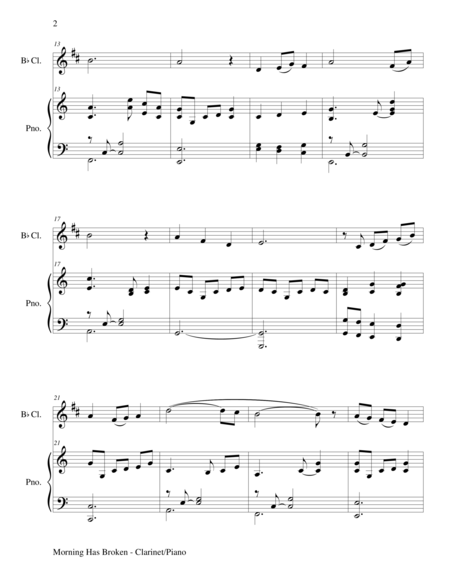 Morning Has Broken Bb Clarinet Piano And Clarinet Part Page 2