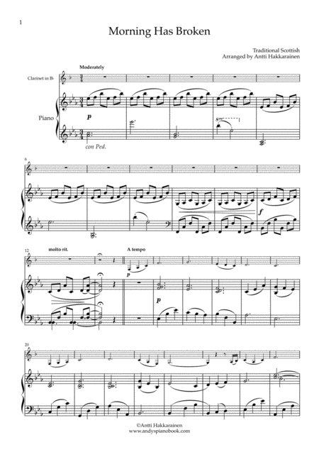 Morning Has Broken Clarinet Piano Page 2