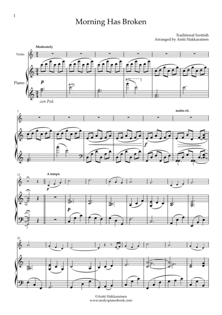 Morning Has Broken Violin Piano Page 2