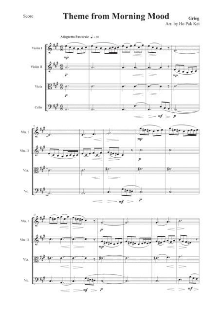 Morning Mood For String Quartet Page 2