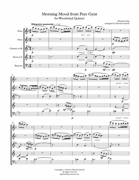 Morning Mood From Peer Gynt For Woodwind Quintet Page 2