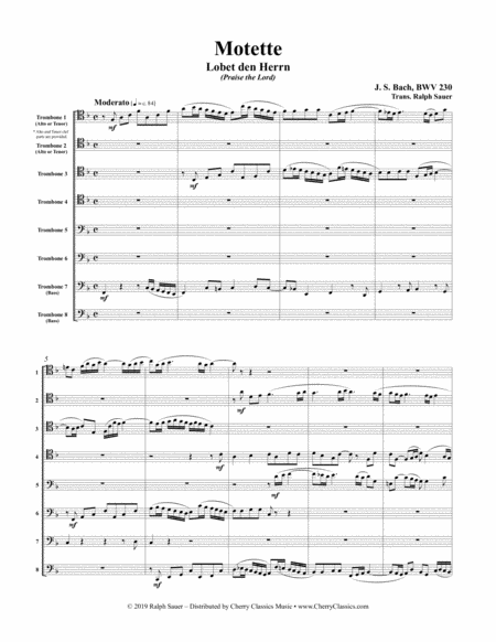 Motet Lobet Den Herrn Praise The Lord Bwv 230 For 8 Part Trombone Ensemble Page 2