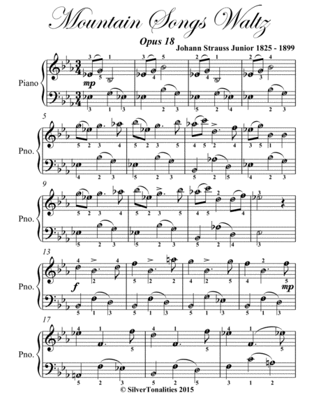Mountain Songs Waltz Opus 18 Easy Piano Sheet Music Page 2