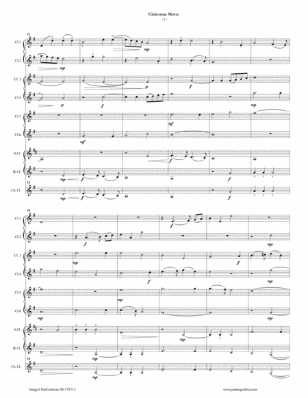 Mouton Christmas Motet For Clarinet Choir Page 2