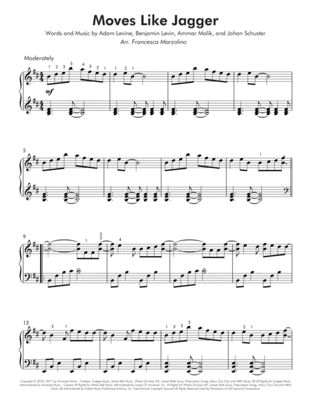 Moves Like Jagger Intermediate Piano Page 2