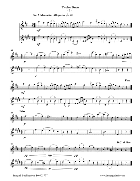 Mozart 12 Duets K 487 For Violin Clarinet Page 2