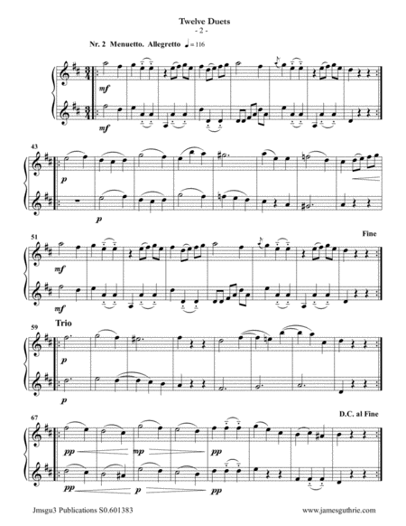 Mozart 12 Duets K 487 For Violin Duo Page 2
