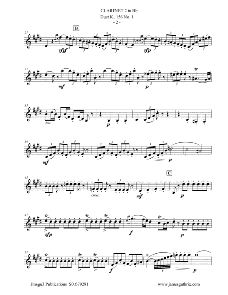 Mozart 3 Duets K 156 Complete For Clarinet Duo Page 2