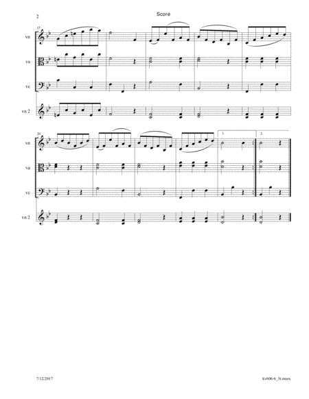 Mozart 6 German Dances K 606 No 6 Arr For String Trio Optional 2nd Violin Replaces The Viola Page 2
