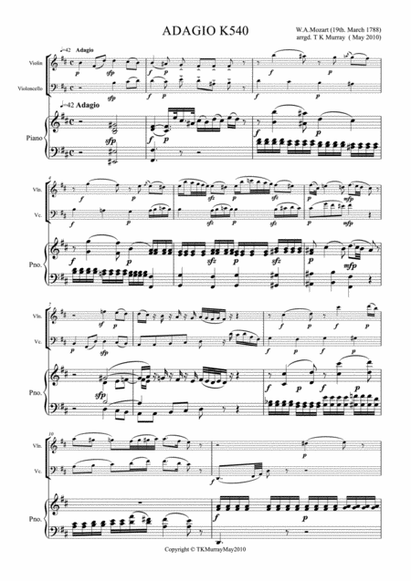 Mozart Adagio In B Minor K 540 Piano Trio Page 2