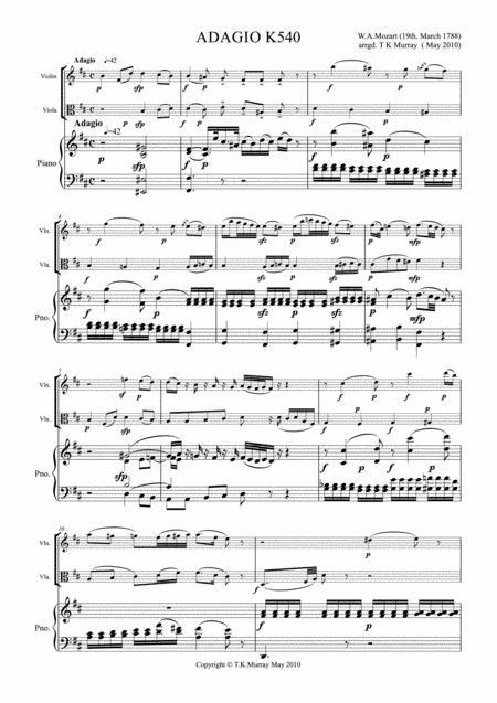 Mozart Adagio In B Minor K 540 Violin Viola Piano Page 2