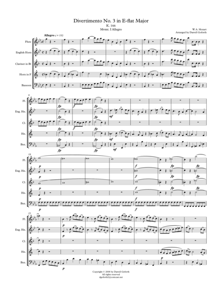 Mozart Divertimento No 3 In Eb Major K 166 For Woodwind Quintet English Horn Page 2