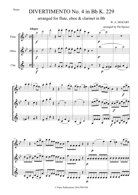 Mozart Divertimento No 4 In Bb K 229 For Flute Oboe Clarinet Page 2