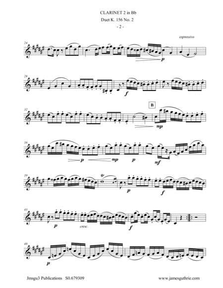 Mozart Duet K 156 No 2 For Clarinet Duo Page 2