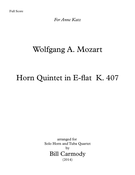 Mozart Horn Quintet W Tuba Quartet Acc 3 Mvts Page 2