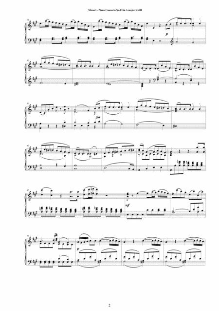 Mozart Piano Concerto No 23 In A Major K 488 Piano Version Page 2