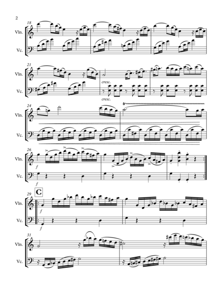Mozart Sonata No 15 Allegro Violin Cello Duet Page 2