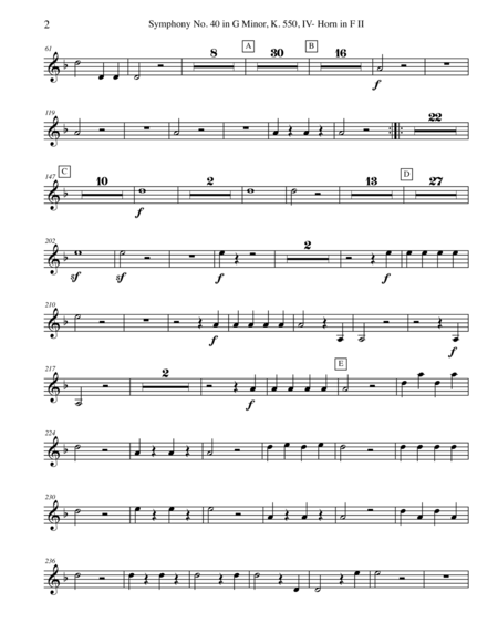 Mozart Symphony No 40 Movement Iv Horn In F 2 Transposed Part K 550 Page 2