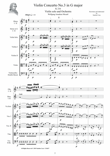 Mozart Violin Concerto No 3 In G Major K 216 For Violin And Orchestra Score And Parts Page 2