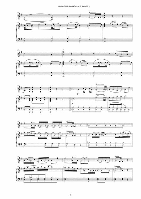 Mozart Violin Sonata No 6 In G Major K 11 For Violin And Piano Score And Part Page 2