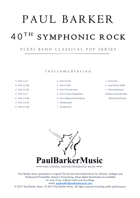 Mozarts 40th Symphonic Rock Flexi Band Score Parts Page 2