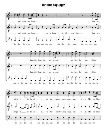 Mr Blue Sky For Ttbb Choir Acapella Page 2