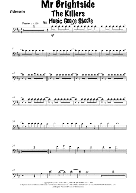 Mr Brightside By The Killers For Cello Page 2