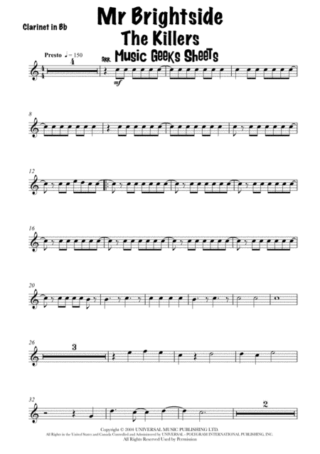 Mr Brightside By The Killers For Clarinet In Bb Page 2