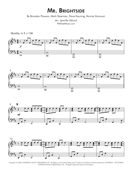 Mr Brightside Intermediate Piano Page 2