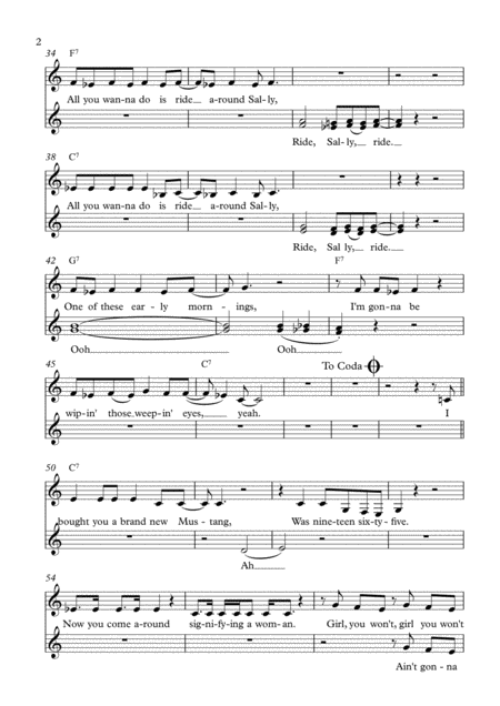 Mustang Sally Lead Sheet For Singalongs Page 2