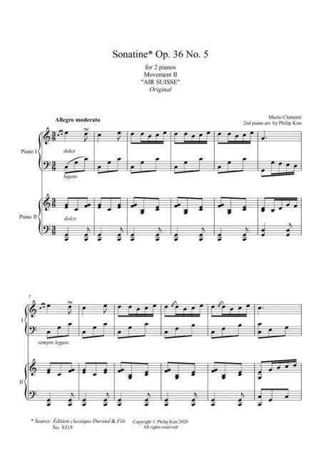 Muzio Clementi Piano Sonatine Op 36 No 5 2nd Movement For 2 Pianos Page 2