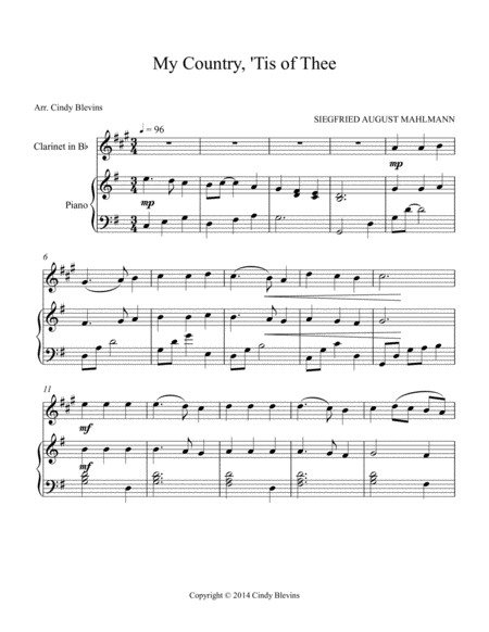 My Country Tis Of Thee Arranged For Piano And Bb Clarinet Page 2