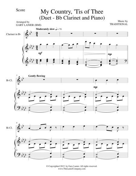 My Country Tis Of Thee Duet Bb Clarinet And Piano Score And Parts Page 2