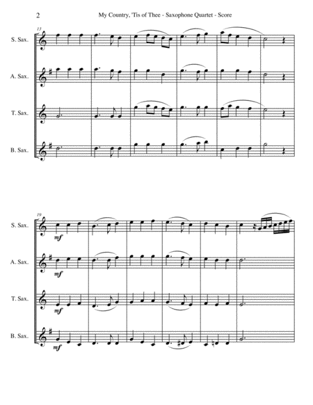 My Country Tis Of Thee For Saxophone Quartet Page 2