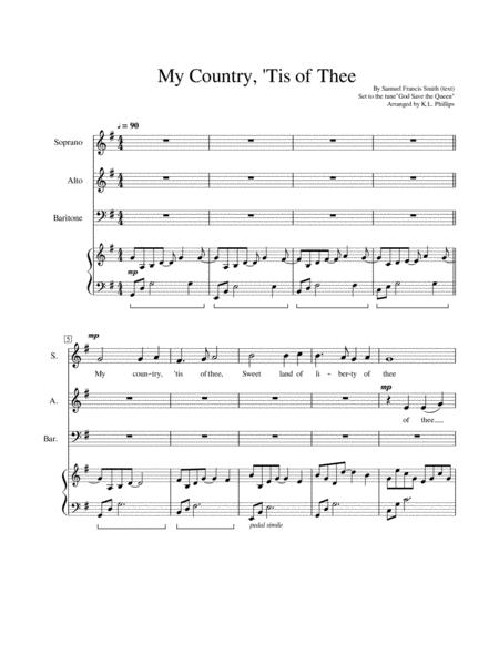 My Country Tis Of Thee Sab Choir With Piano Accompaniment Page 2