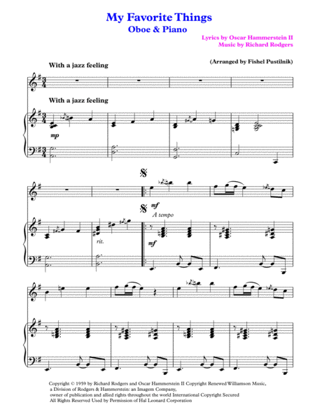 My Favorite Things For Oboe And Piano Jazz Pop Version Page 2