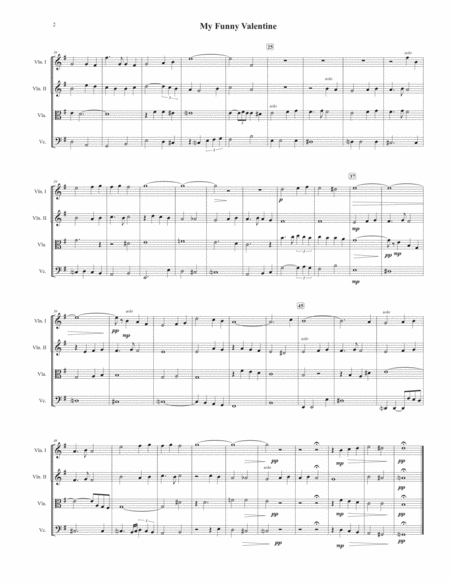 My Funny Valentine For String Quartet Page 2