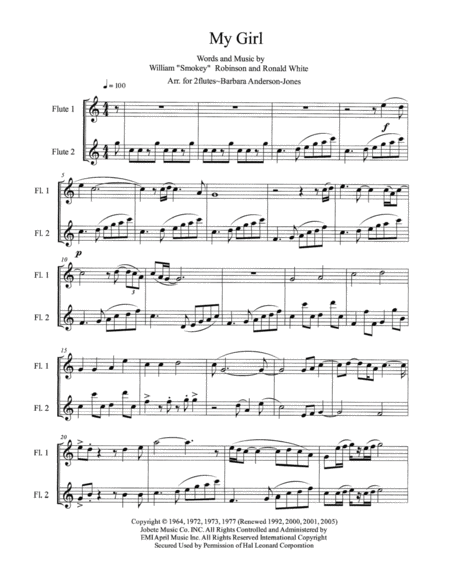 My Girl Flute Duet Page 2