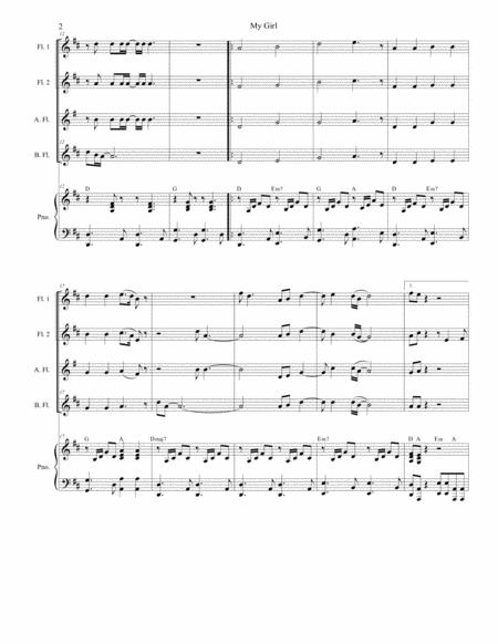 My Girl For Flute Choir And Piano Page 2