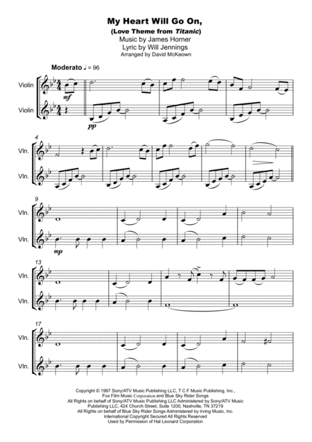 My Heart Will Go On Love Theme From Titanic Duet For Two Violins Page 2