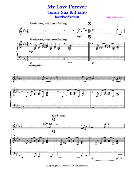 My Love Forever Piano Background For Tenor Sax And Piano Page 2