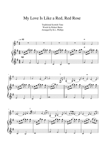 My Love Is Like A Red Red Rose Celtic Violin Solo With Piano Accompaniment Page 2