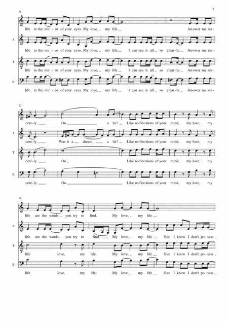 My Love My Life Satb A Capella For Mixed Barbershop Quartet Page 2