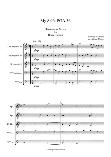 My Selfe Pga 36 Anthony Holborne Brass Quintet Arr Adrian Wagner Page 2