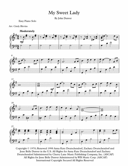 My Sweet Lady Easy Piano Solo Page 2